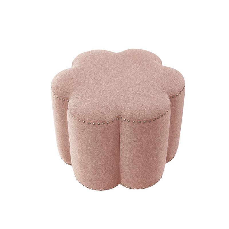 Jamil Ottoman Pink Linen 24.5L x 24.5W x 18.5H Upholstered Nailhead Trim
