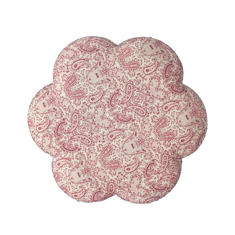 Jamil Ottoman Paisley Red Linen 24.5L x 24.5W x 18.5H Upholstered Nailhead Trim