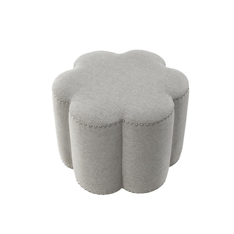 Jamil Ottoman Taupe Linen 24.5L x 24.5W x 18.5H Upholstered Nailhead Trim
