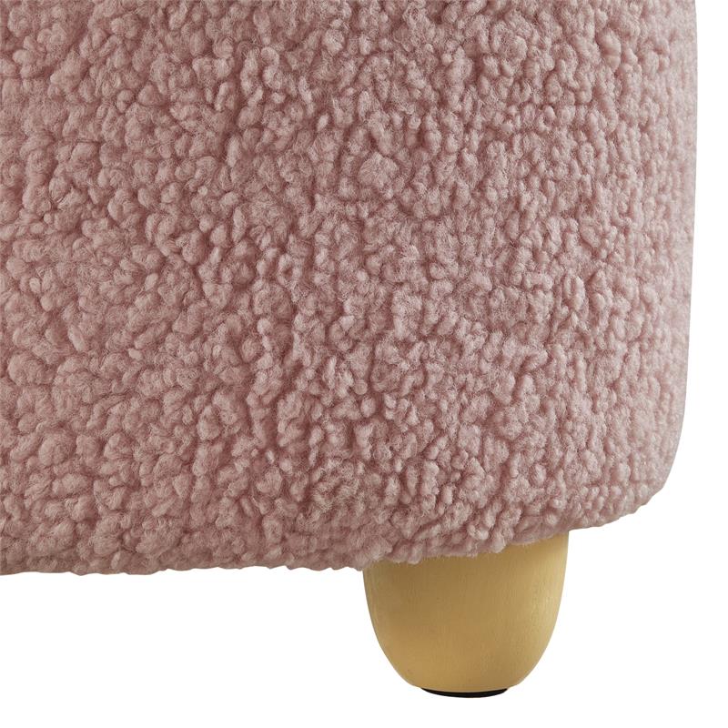 Katia Ottoman Blush Sherpa 25.2L x 25.2W x 13.3H Upholstered Low Profile