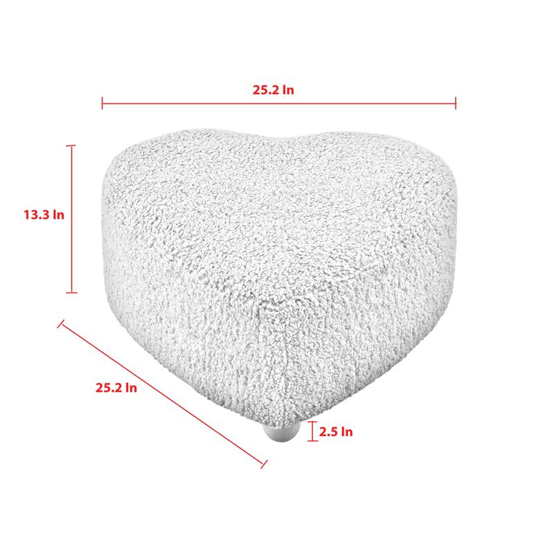 Katia Ottoman Red Sherpa 25.2L x 25.2W x 13.3H Upholstered Low Profile