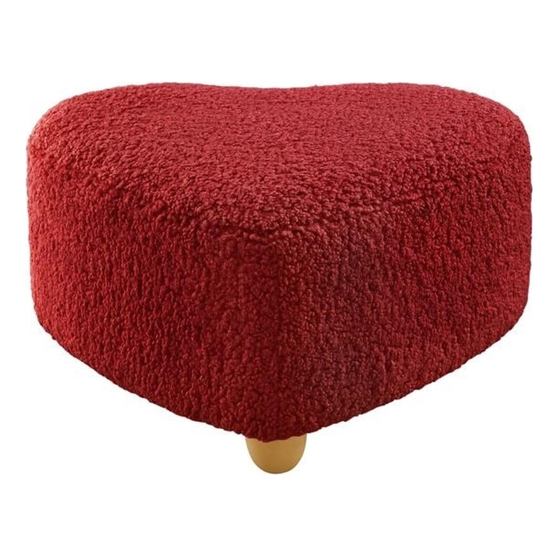 Katia Ottoman Red Sherpa 25.2L x 25.2W x 13.3H Upholstered Low Profile