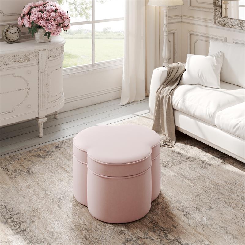 Kristin Ottoman Blush Velvet 28L x 28W x 17.7H Upholstered Storage