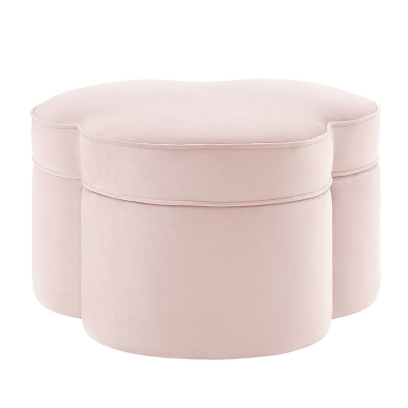 Kristin Ottoman Blush Velvet 28L x 28W x 17.7H Upholstered Storage