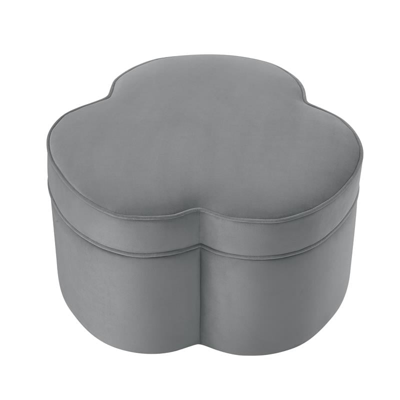 Kristin Ottoman Grey Velvet 28L x 28W x 17.7H Upholstered Storage