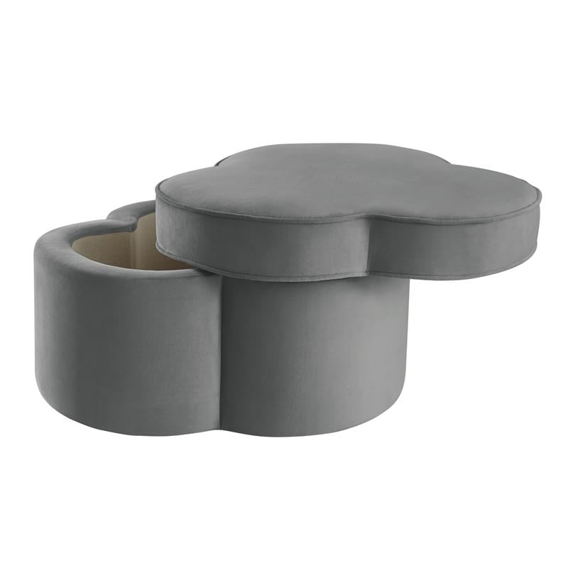 Kristin Ottoman Grey Velvet 28L x 28W x 17.7H Upholstered Storage