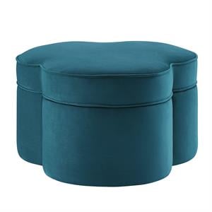 Kristin Ottoman Teal Velvet 28L x 28W x 17.7H Upholstered Storage