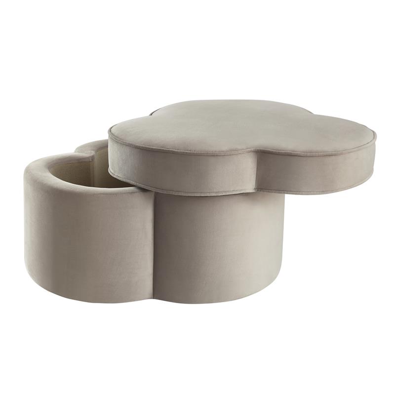 Kristin Ottoman Taupe Velvet 28L x 28W x 17.7H Upholstered Storage