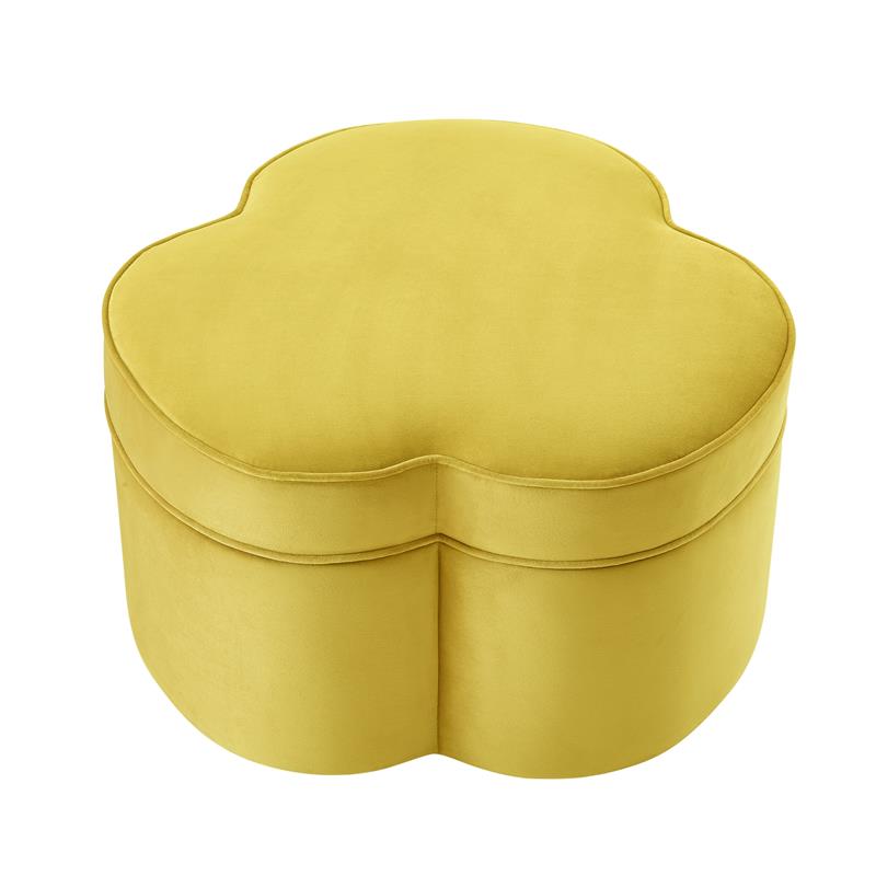 Kristin Ottoman Yellow Velvet 28L x 28W x 17.7H Upholstered Storage