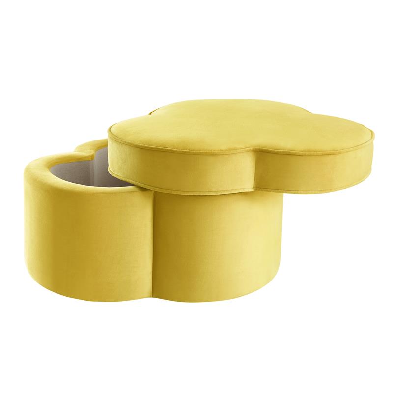 Kristin Ottoman Yellow Velvet 28L x 28W x 17.7H Upholstered Storage