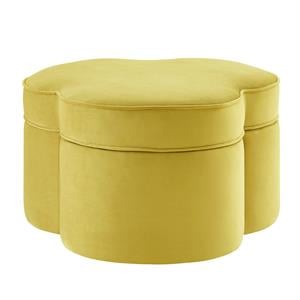 Kristin Ottoman Yellow Velvet 28L x 28W x 17.7H Upholstered Storage