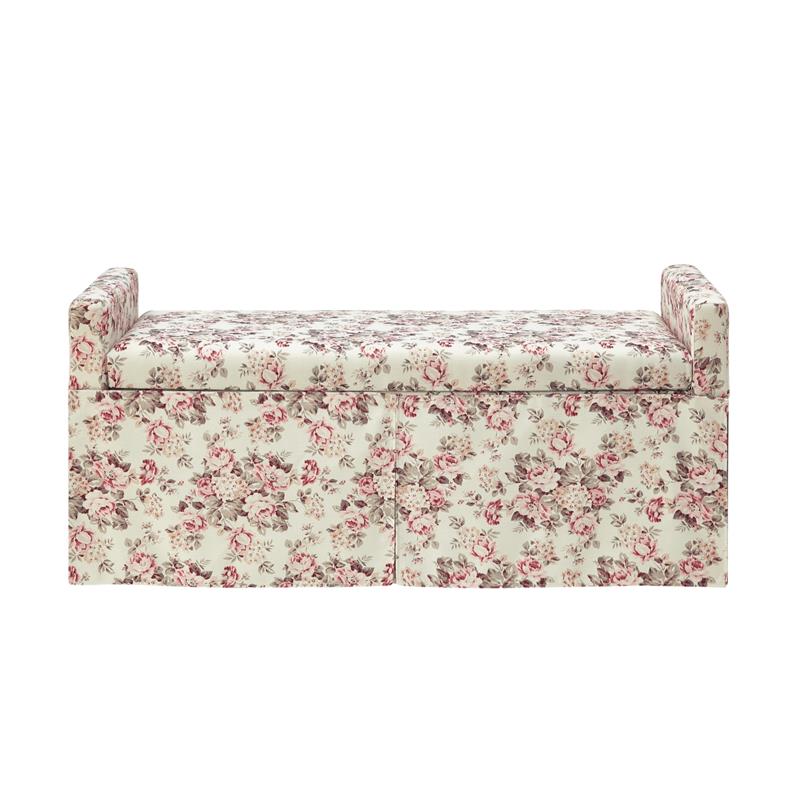 Khloee Bench Cluster Red Linen 50.2L x 19.6W x 22H Upholstered Square Arms