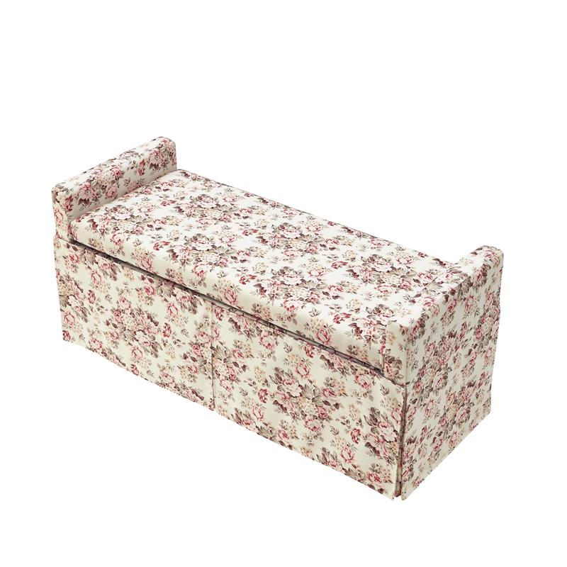 Khloee Bench Cluster Red Linen 50.2L x 19.6W x 22H Upholstered Square Arms