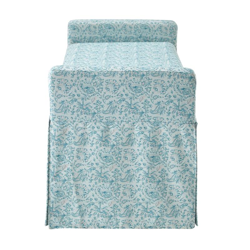 Khloee Bench Indes Blue Ground Linen 50.2L x 19.6W x 22H Upholstered Square Arms