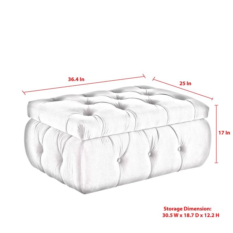 Koby Ottoman Emerald Green Velvet 36.4L x 25W x 17H Upholstered Button Tufted