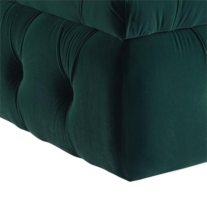 Koby Ottoman Emerald Green Velvet 36.4L x 25W x 17H Upholstered Button Tufted