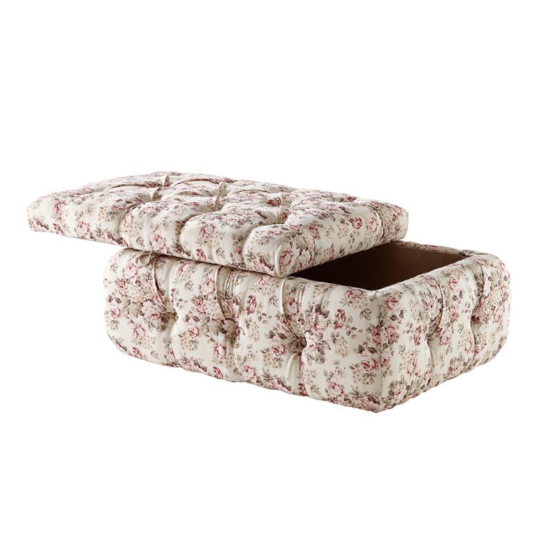 Koby Ottoman Cluster Red Linen 36.4L x 25W x 17H Upholstered Button Tufted