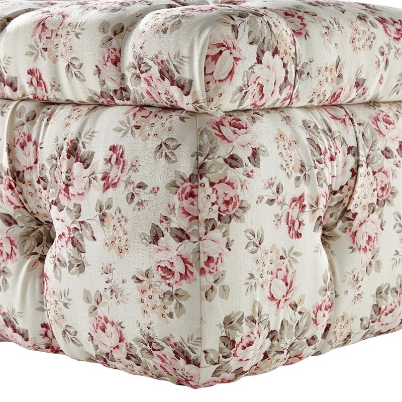 Koby Ottoman Cluster Red Linen 36.4L x 25W x 17H Upholstered Button Tufted