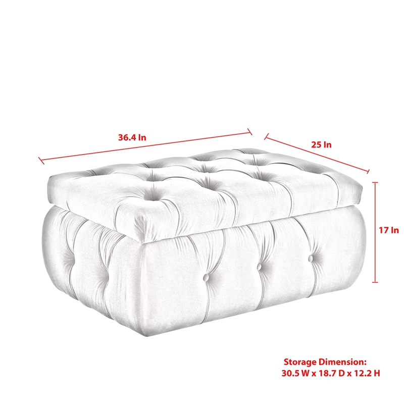 Koby Ottoman Manor Floral Linen 36.4L x 25W x 17H Upholstered Button Tufted