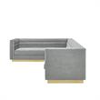 Posh Living Aylah Velvet Left Facing Corner Sectional Sofa Grey