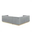 Posh Living Aylah Velvet Left Facing Corner Sectional Sofa Grey