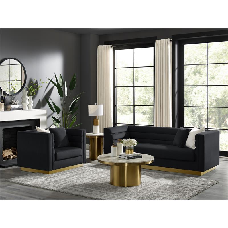 Posh Living Aylah Velvet 3 Seat Sofa Black