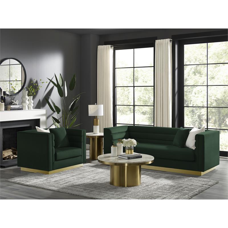 Posh Living Aylah Velvet 3 Seat Sofa Hunter Green