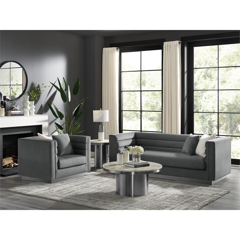 Posh Living Aylah Velvet 3 Seat Sofa Dark Grey