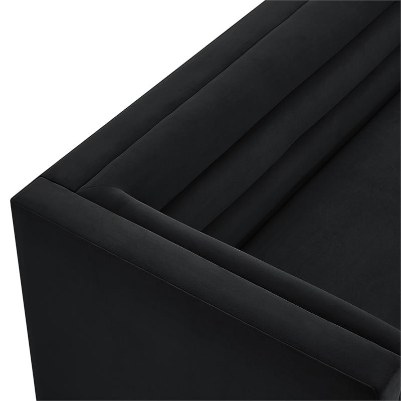 Posh Living Aylah Velvet Left Facing Chaise Sectional Sofa Black