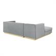 Posh Living Aylah Velvet Left Facing Chaise Sectional Sofa Grey