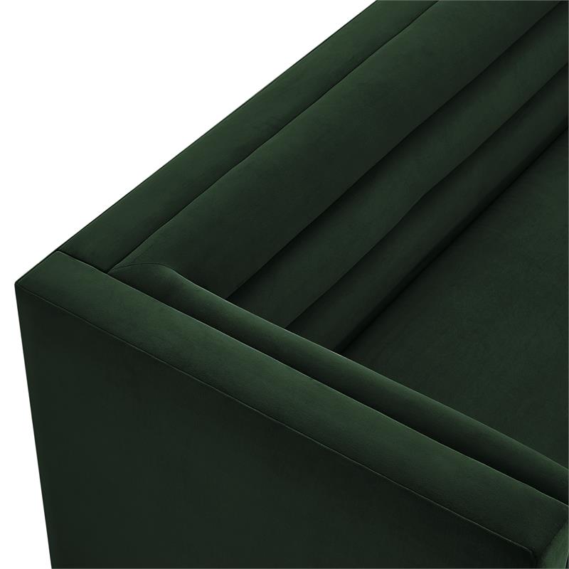 Posh Living Aylah Velvet Left Facing Chaise Sectional Sofa Hunter Green