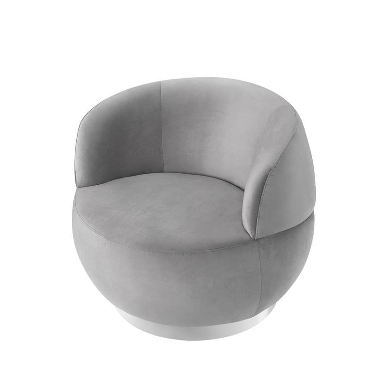 Posh Living Kenzleigh Velvet Accent Chair Grey/Chrome