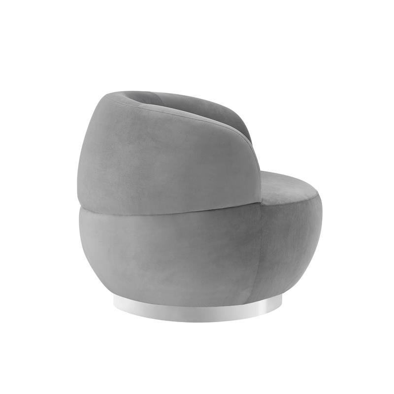 Posh Living Kenzleigh Velvet Accent Chair Grey/Chrome
