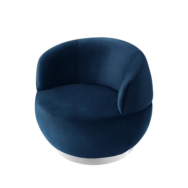 Posh Living Kenzleigh Velvet Accent Chair Navy/Chrome