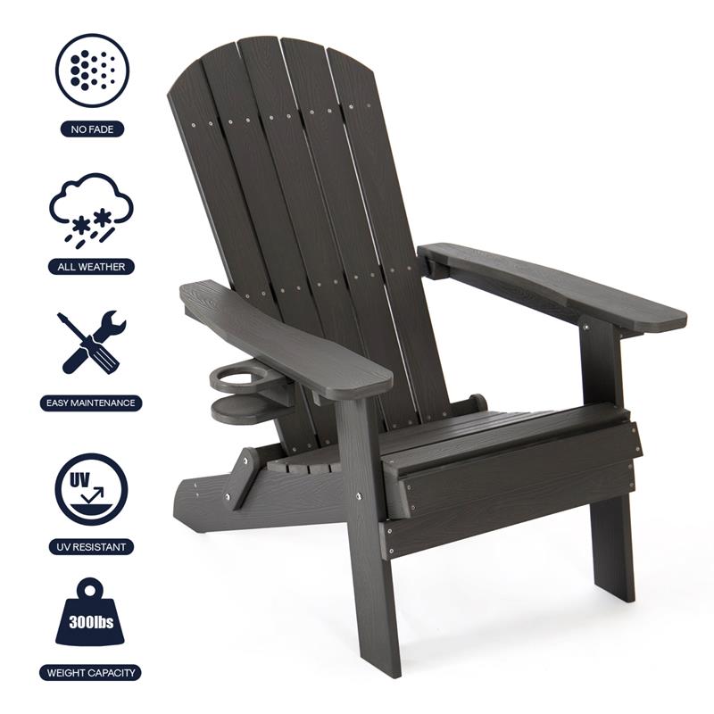 Posh Living Zayna Outdoor Adirondack Chair Black