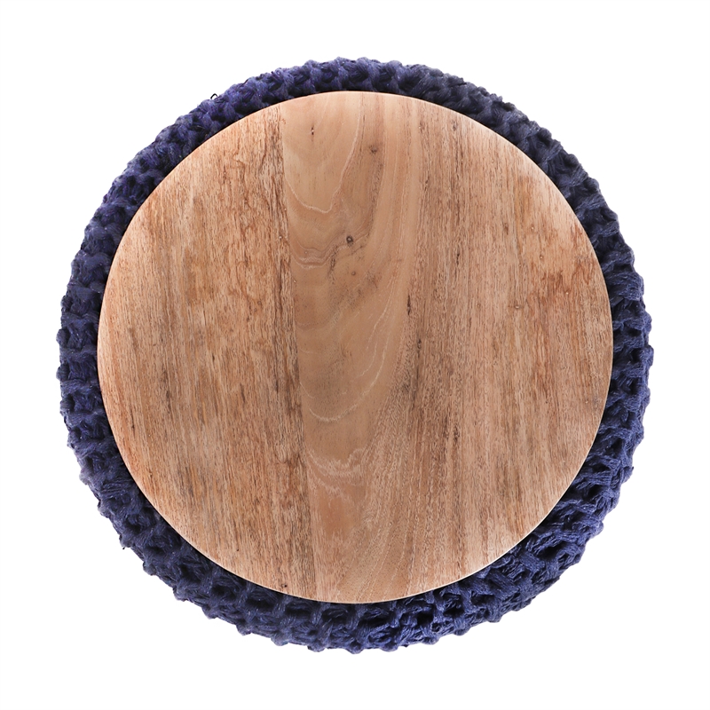 Posh Living Brayton Cotton Yarn 3-in-1 Pouf/Ottoman/End Table Navy