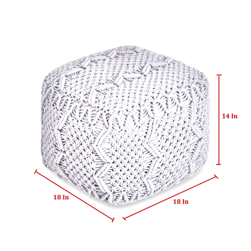 Posh Living Kysen Cotton Yarn Pouf White