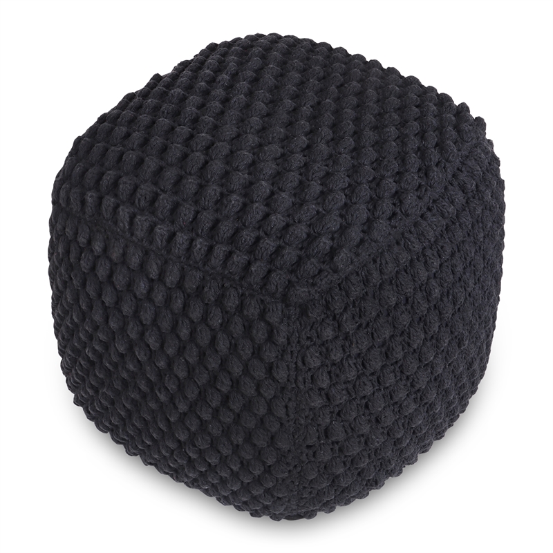 Posh Living Luc Cotton Yarn Pouf Black