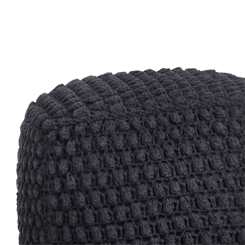 Posh Living Luc Cotton Yarn Pouf Black