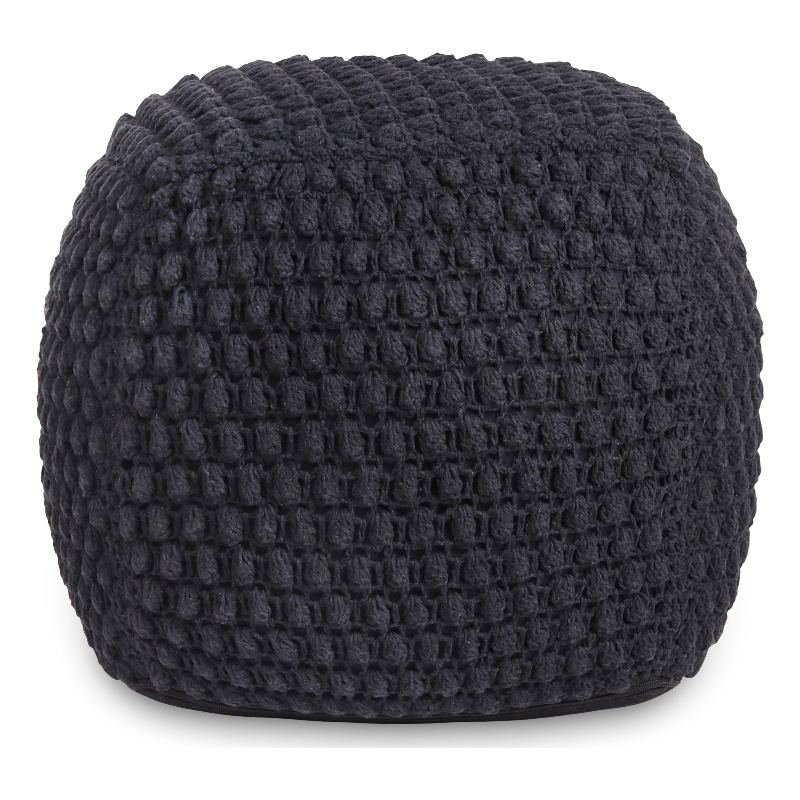 Posh Living Luc Cotton Yarn Pouf Black