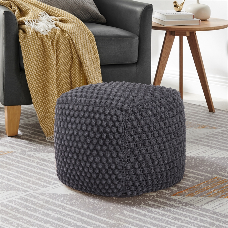 Posh Living Luc Cotton Yarn Pouf Dark Grey