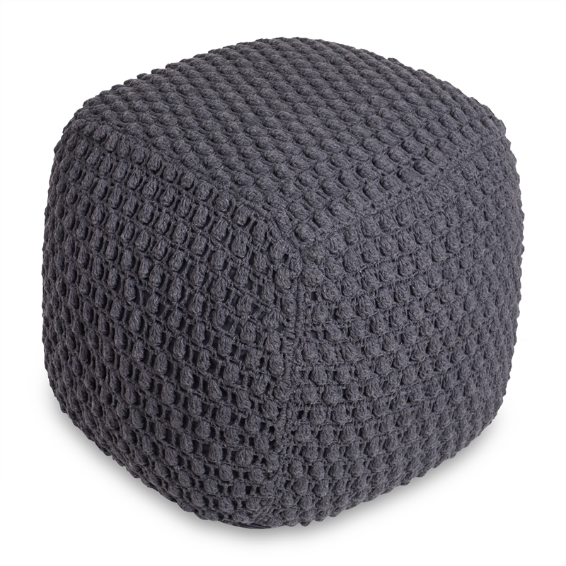 Posh Living Luc Cotton Yarn Pouf Dark Grey