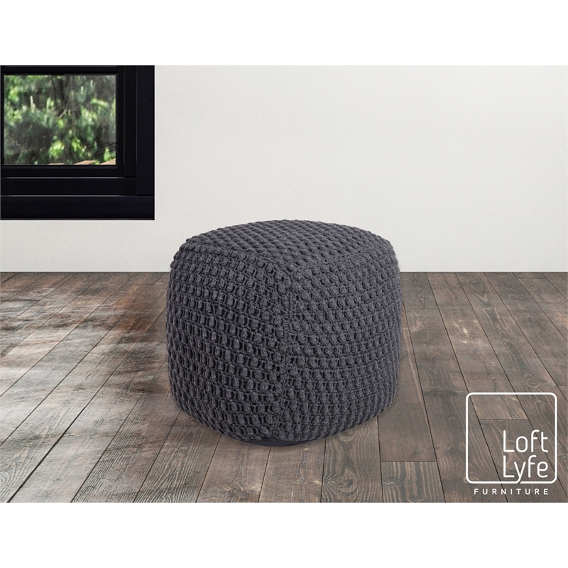 Posh Living Luc Cotton Yarn Pouf Dark Grey