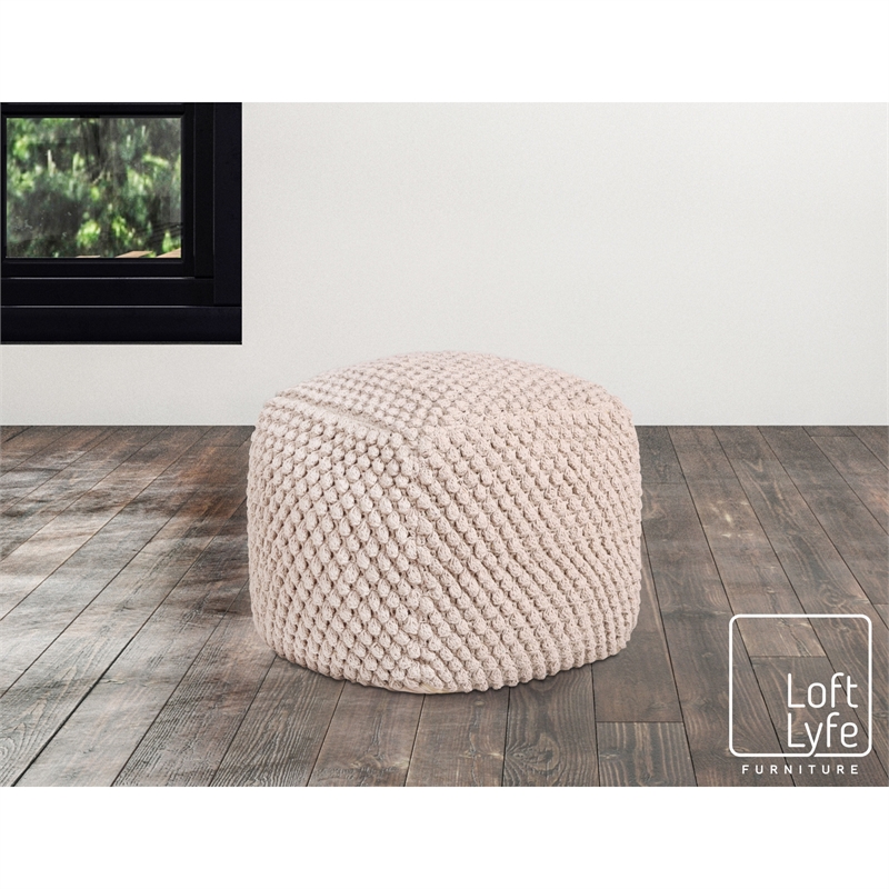 Posh Living Luc Cotton Yarn Pouf Ivory