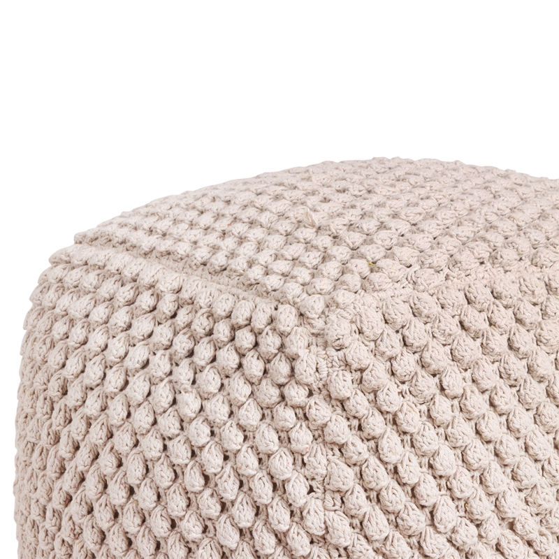 Posh Living Luc Cotton Yarn Pouf Ivory