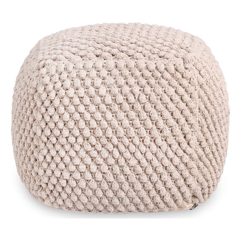 Posh Living Luc Cotton Yarn Pouf Ivory