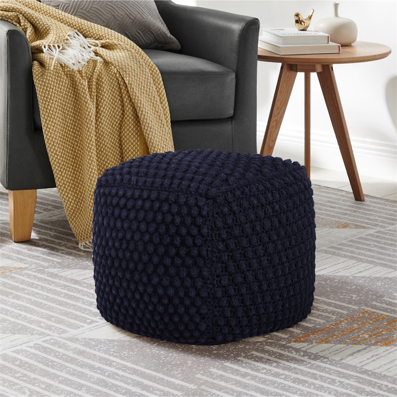 Posh Living Luc Cotton Yarn Pouf Navy