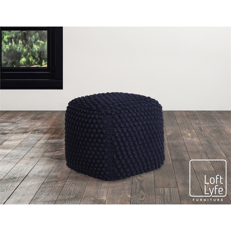 Posh Living Luc Cotton Yarn Pouf Navy