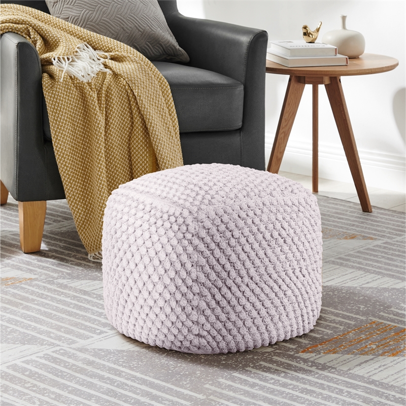 Posh Living Luc Cotton Yarn Pouf White