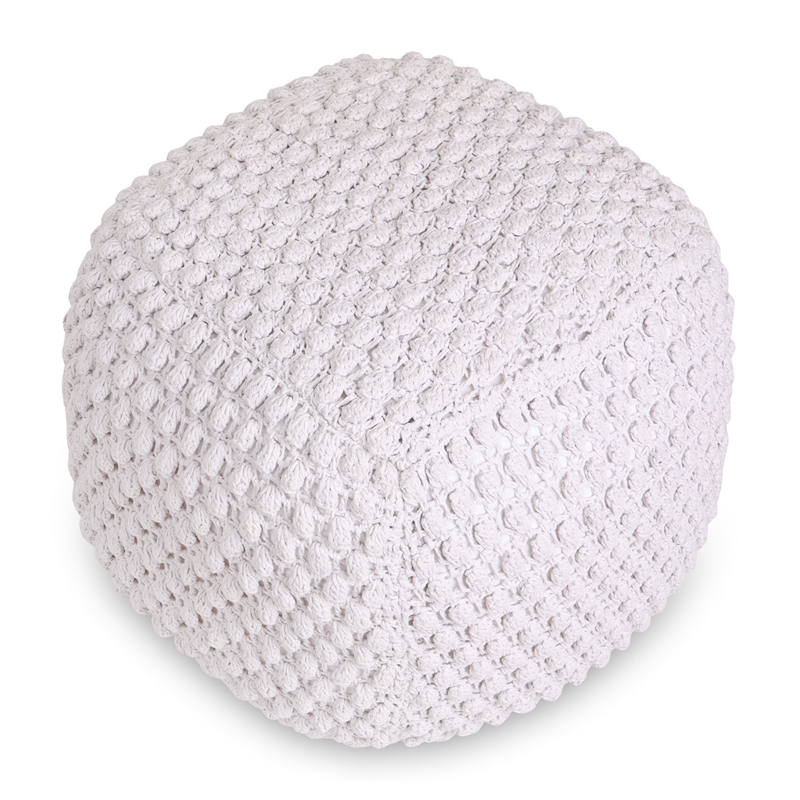 Posh Living Luc Cotton Yarn Pouf White
